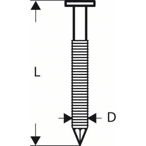 Гвозди тип О 3000 шт, L=75 мм, d=2,8 мм, для гвоздезабивателя GSN 90-21 RK, BOSCH, 2608200040