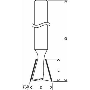 Фреза ласточкин хвост 2 лезвия хв-8 мм, 14,3/12,7 мм, BOSCH, 2608628408