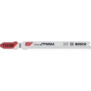 Пилки CleanPMMA (92 мм; тип T102BF; 5 шт) для лобзика, BOSCH, 2608636781