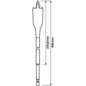 Сверло перовое по дереву 14х400 мм хвостовик 1/4, BOSCH, 2608595405