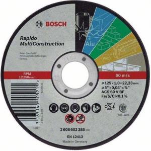 Круг отрезной Rapido MultiConstruction для угловых шлифовальных машин 125х1,6х22,2 мм, BOSCH, 2608602383