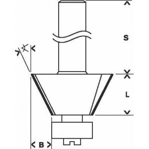 Фреза кромочная конусная 237х12 мм, 25 градусов, хвостовик 8 мм, по дереву, BOSCH, 2608628351