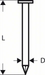 Гвозди 3000 шт, для пневматического гвоздезабивателя GSN 90-21 RK 2,8х75 мм, SN21RK 75, BOSCH, 2608200029